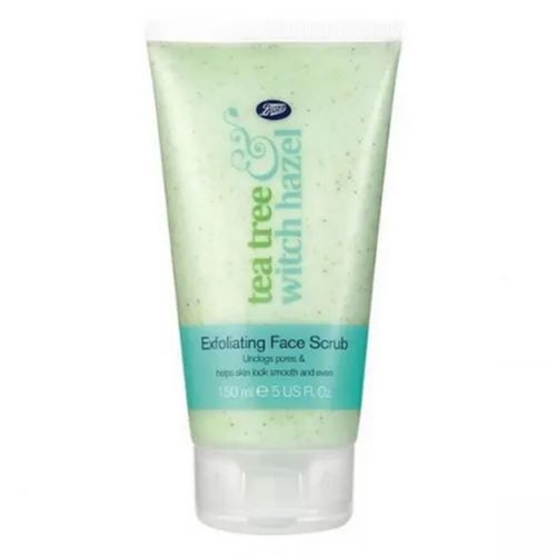 boots tea tree witch hazel  exfolitaing face scrub skin solution 150ml